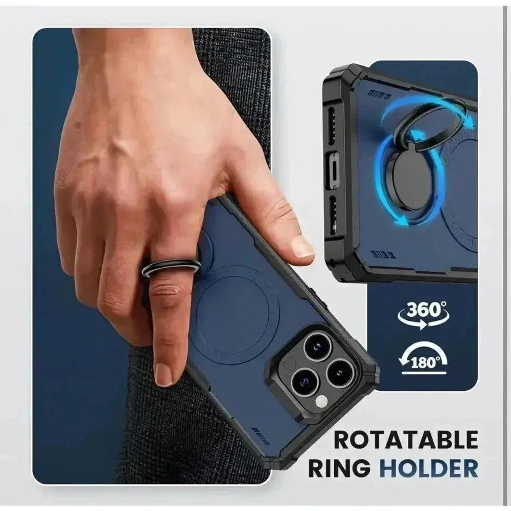 Ring‎ Stand Case for iPhone 15 Pro 6.1” Magnetic Charging Rotatable Kickstand